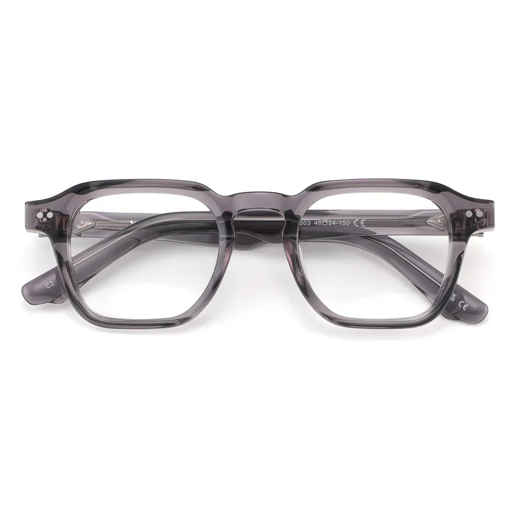 Clear crystal transparent | small chunky rounded square acetate with 48 eye size and generous 24 bridge size