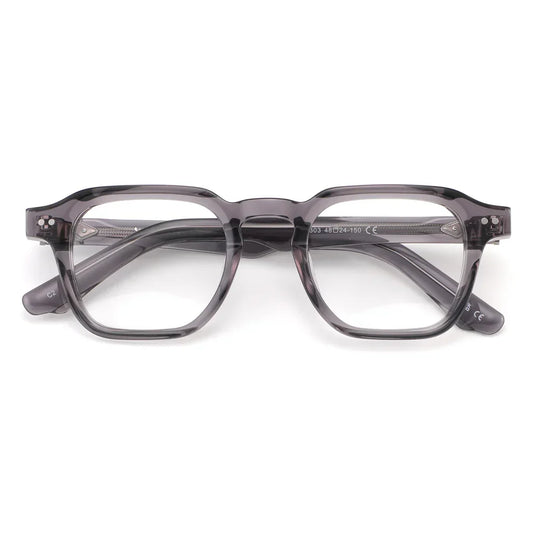 Clear crystal transparent | small chunky rounded square acetate with 48 eye size and generous 24 bridge size