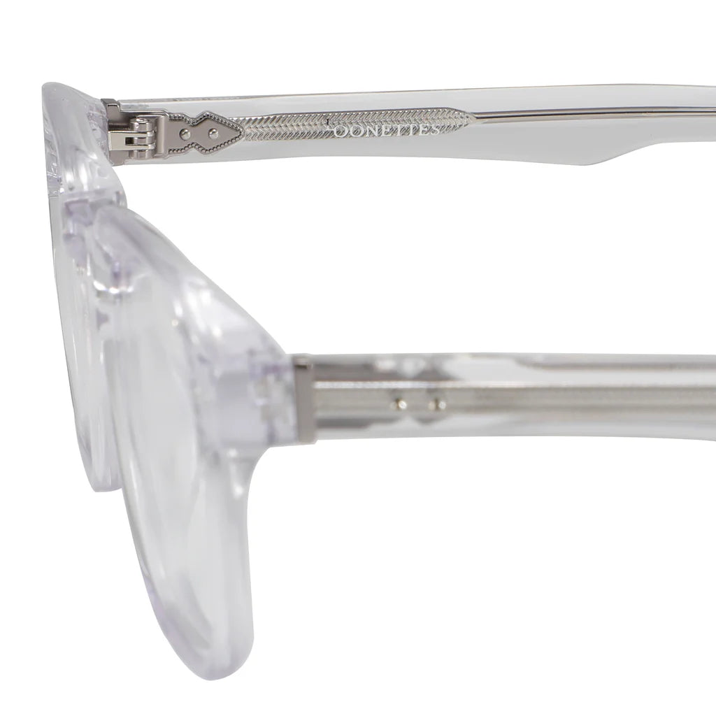 Clear crystal transparent | small chunky rounded square acetate with 48 eye size and generous 24 bridge size