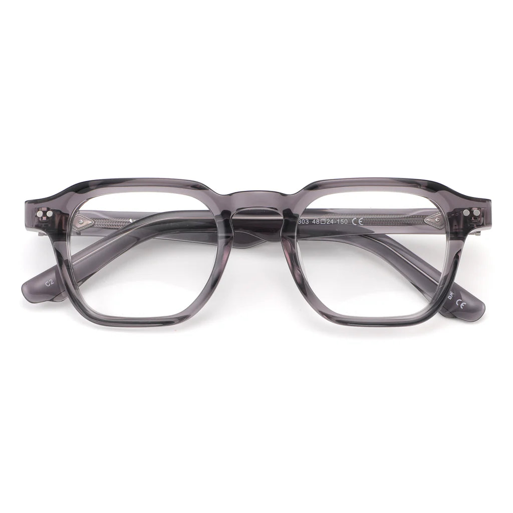 Clear crystal transparent | small chunky rounded square acetate with 48 eye size and generous 24 bridge size