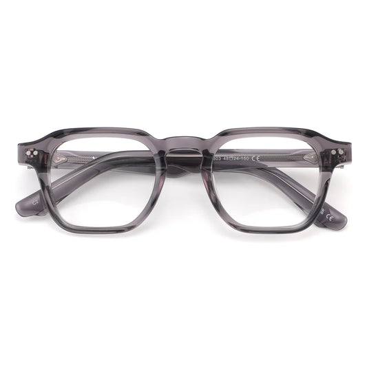 Clear crystal transparent | small chunky rounded square acetate with 48 eye size and generous 24 bridge size