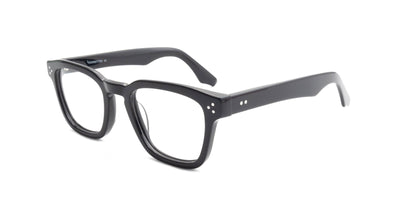 Black rectangular glasses with dot detail