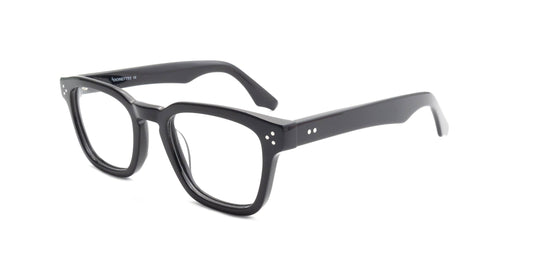 Black rectangular glasses with dot detail